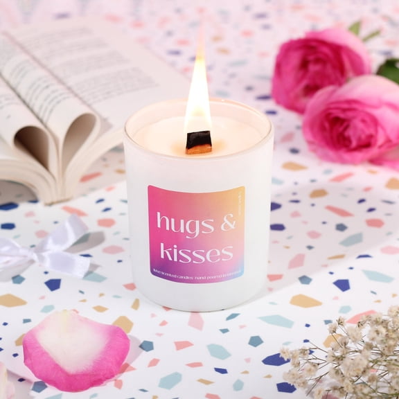 Hugs and Kisses Vanilla Scented Soy Candles Gift Set | Gift Items For Girlfriend Boyfriend Husband Wife Couples Birthday Anniversary Special Gifts