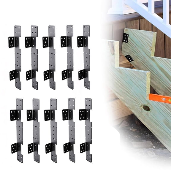 Hugtrea 10Pcs Stair Stringer Hanger Bracket Heavy Duty 18 Gauge Adjustable Deck Stair Stringer Hanger Bracket Metal Connector for 2x12 Stair Stringer
