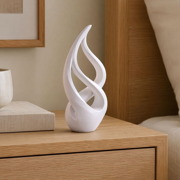 Hugtrea 3D Printed Abstract Sculpture, Matte White Modern Art Decor for Home Office Living Room, Minimalist Smooth Lines Statue