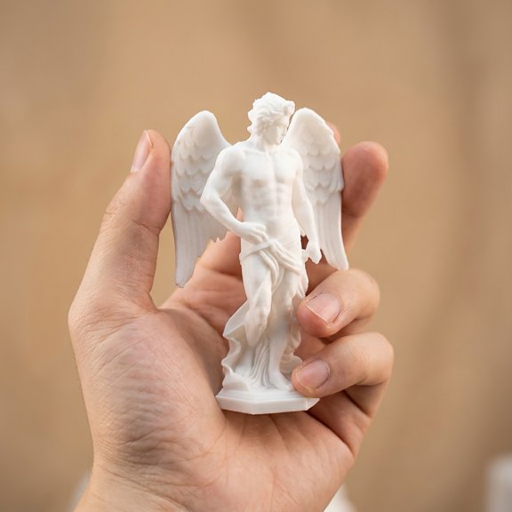 Hugtrea 3D Printed Muscle Angel Sculpture, Classical Greek Bust Art Decor, Matte White Desk Ornament, Romantic Gift for Couples