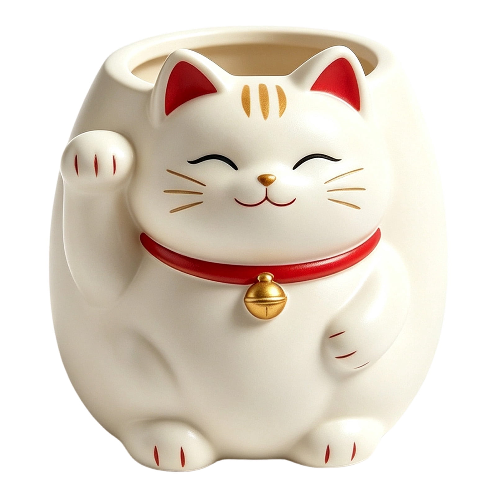 Hugtrea Cute Fortune Cat Planter, Resin Beckoning Kitty Flower Pot ...