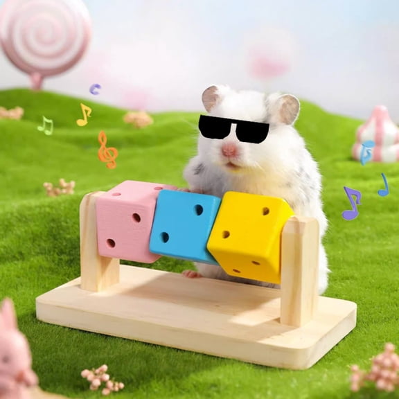 Hugtrea Hamster Enrichment Toy Wooden Painted Cubes Guinea Pig Chew Toy Pet Teeth Grinding Toy for Dwarf Hamsters Rabbits Gerbils Chinchillas