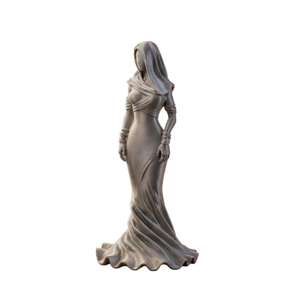 Hugtrea Vintage Hooded Cowl Women Figurine 3D Printed Fishtail Dress Faceless Lady Statue Sculpture Home Office Decoration Ornament