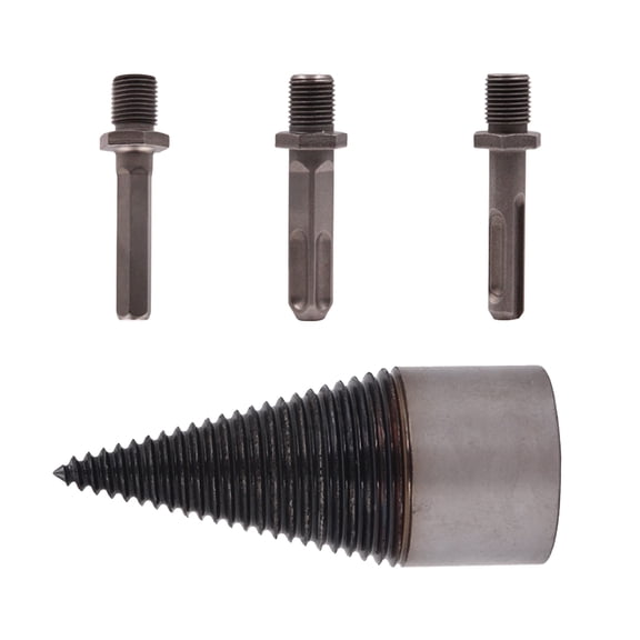 Hugtrea Wood Splitter Drill Bit with 3 Drilling Handles, 32/42MM Firewood Log Splitter, Heavy Duty Electric Hammer Drill Bit for Woodworking