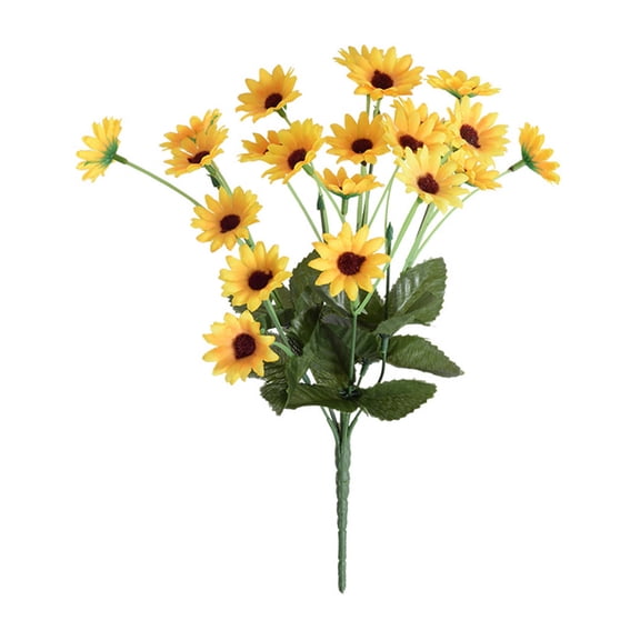 Hugtrea Yellow Artificial Sunflower Bouquets Mini 22 Heads Fake Sunflower with Stem for Home Party DIY Wedding Bouquets Baby Shower Outdoor Indoor Decoration