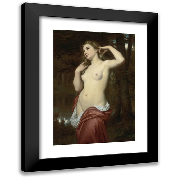 Hugues Merle 14x18 Black Modern Framed Museum Art Print Titled - The Bather (1870)