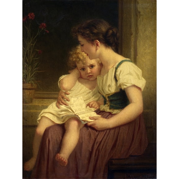 Hugues Merle Mother And Child C1864 Painting Extra Large XL Wall Art Poster Print
