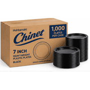Huhtamaki Chinet 7" Black Heavyweight Plastic Plates, 1,000 Count Case