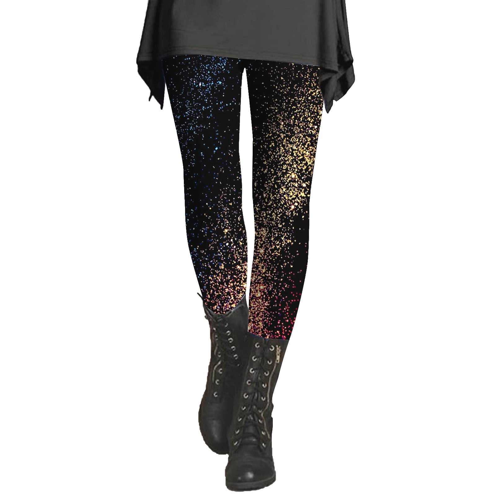 Huhua Sequin Leggings for Women Plus Size High Waisted Womens Printed