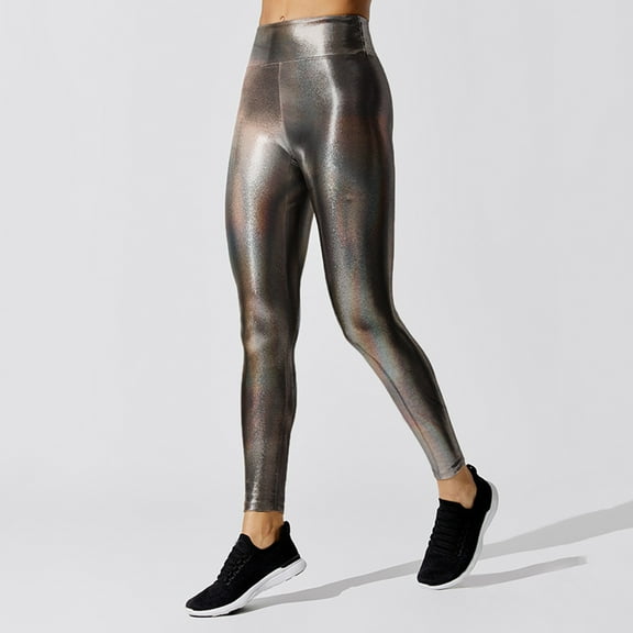 Huhua Skinny Faux Leather Pants for Women Stretchy Leggings Pants Sexy High Waisted Tights Yoga Pencil Tight Rose Gold