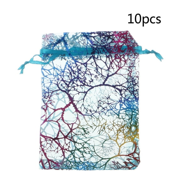 Huhudde 10 Packs Coralline Organza Gift Bags Party Wedding Favor Bags Jewelry Pouches