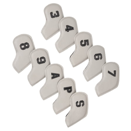 Huhudde 10Pcs Golfs Iron Club Head Cover Protections Sleeve Waterproofs PU Leather Golfs Club Head Cover Golfs Rod Head Cases