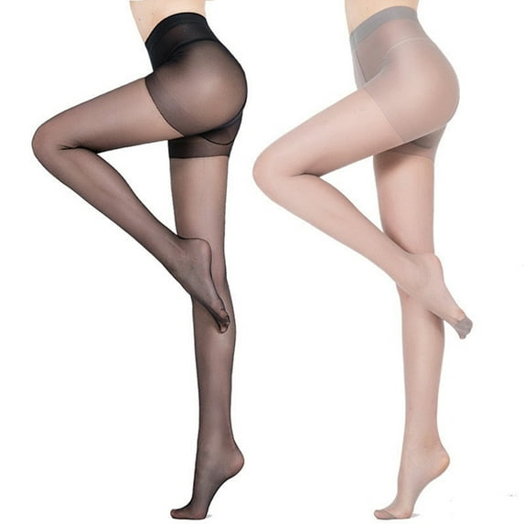 Huhudde 2Pcs Fashionable Pantyhose Thin Super Sheer Tights See Through High Waist Stockings Bottoming Leggings Hosiery for Women