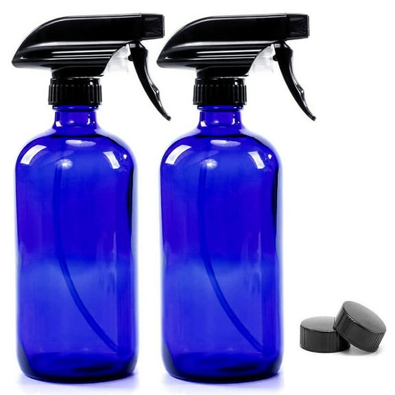 Huhudde 2pcs 250ml Empty Glass Spray Bottles Refillable Container for Essential Oils Cleaning Products Aromatherapy Durable Trigger Sprayer with Mist and Stream Settings