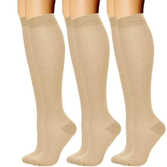 Huhudde 3 Pairs Breathable Compressed Stockings for Comfort Swollen Legs Long Socks During Exercise and Daily Activity