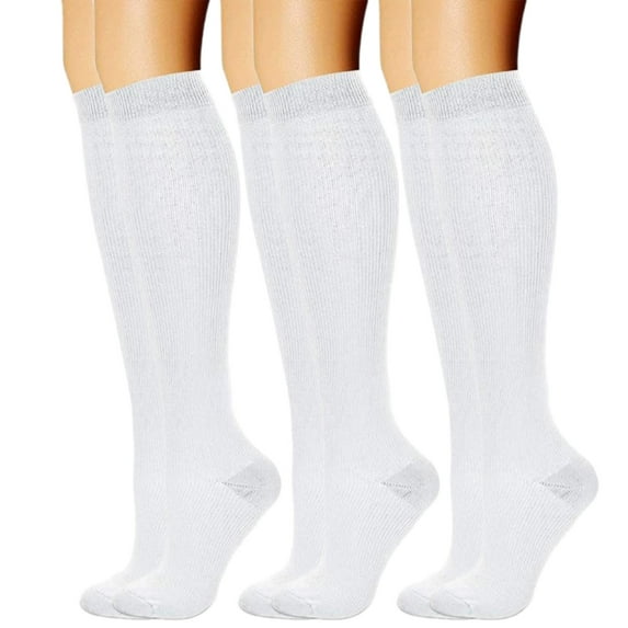 Huhudde 3 Pairs Breathable Compressed Stockings for Comfort Swollen Legs Long Socks During Exercise and Daily Activity