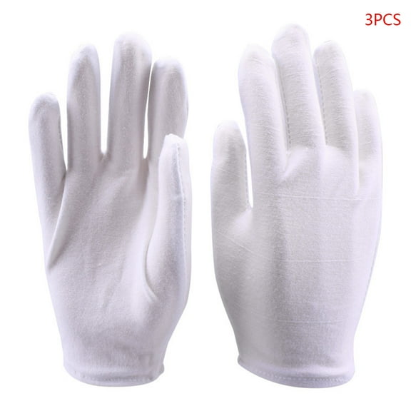 Huhudde 3 Pairs White Cotton Gloves Coin Gloves Cleaning Jewelry Silver Inspection
