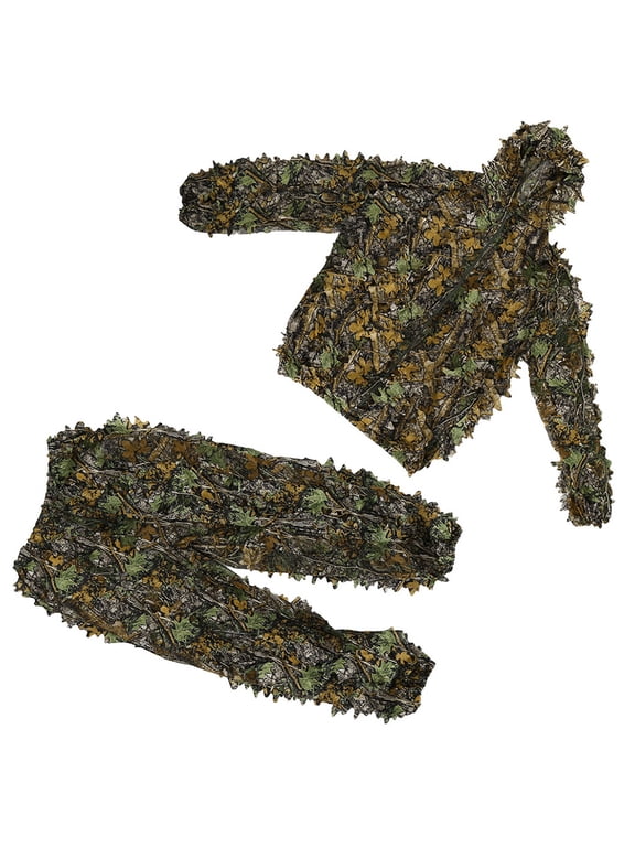 3D Ghillie Suit Camouflage Clothes Jungle Suit Training Leaves Clothing Hunting Suit Pants Hooded for Jacket Two-piece