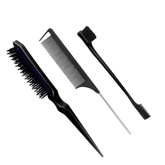 Huhudde 3Pieces Hair Styling Comb Set Teasing Hair Brush Edge Brush Rat Tail Comb