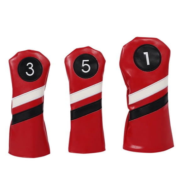 Huhudde 3pcs/set Head Covers for Driver & Fairway-Woods & Leather Headcovers Set with Long Neck