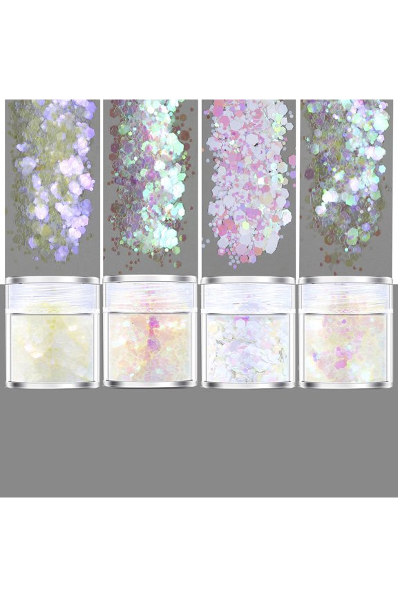 4 Color Holographic Craft Glitter for Resin Nail Glitter for Body Face Eye Resin Flake Sequin Glitter for Craft Keychain