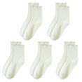 thumbnail image 1 of Huhudde 5 Pairs Cotton Blend Ruffled Ankle Socks for Women Elastic Top Comfortable Casual Ribbed Knit Frilly Socks Fit 37-44, 1 of 21