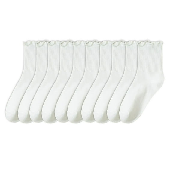 Huhudde 5 Pairs Cotton Blend Ruffled Ankle Socks for Women Elastic Top Comfortable Casual Ribbed Knit Frilly Socks Fit 37-44