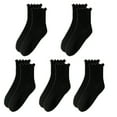 thumbnail image 1 of Huhudde 5 Pairs Cotton Blend Ruffled Ankle Socks for Women Elastic Top Comfortable Casual Ribbed Knit Frilly Socks Fit 37-44, 1 of 21