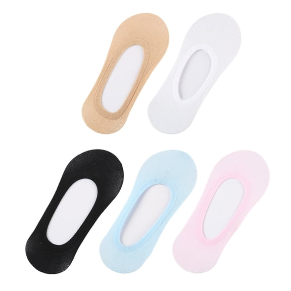 Huhudde 5 Pairs Silicone Grip Socks For Women Thin Nylon Fabric Candy Color Slip Daily Wear Low Cut Invisible Socks