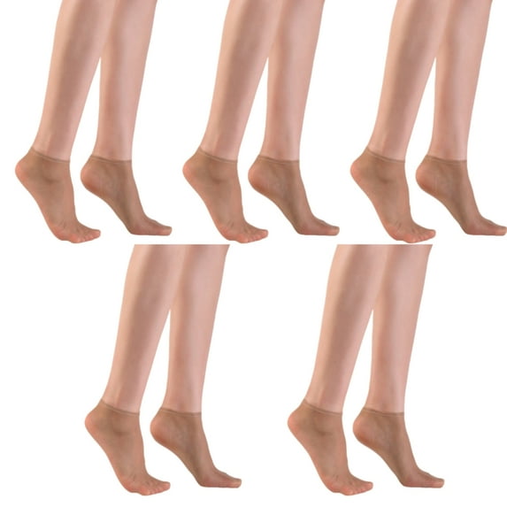 Huhudde 5 Pairs Women Super Thin Sheer Ankle Socks Breathable Nylon Hosiery Silk Texture Nonslip Cuffs Low Cut Short Socks