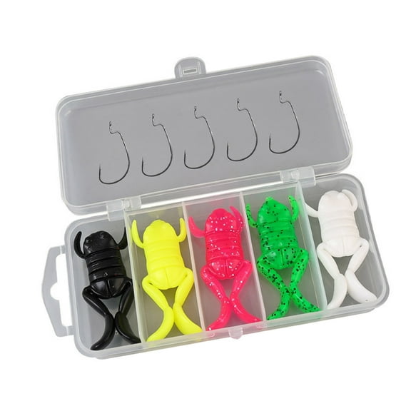 Huhudde 5pcs Soft Frogs Baits for Saltwater Fishing Frogs Crankbait Lures Topwater Frogs Lures Set Swimbait with Hook
