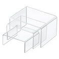thumbnail image 1 of Huhudde Acrylic Display Risers Stand Set of 3 Medium Low Profile Tiered for Showcasing, 1 of 9