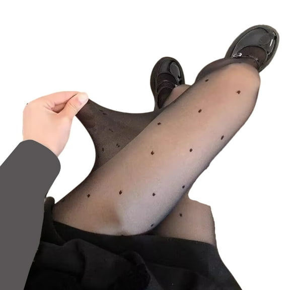 Huhudde Aesthetic Dots Pattern Sheer Pantyhose Stockings for Women French Styles Colorful Thin See Through Silk Tights Leggings