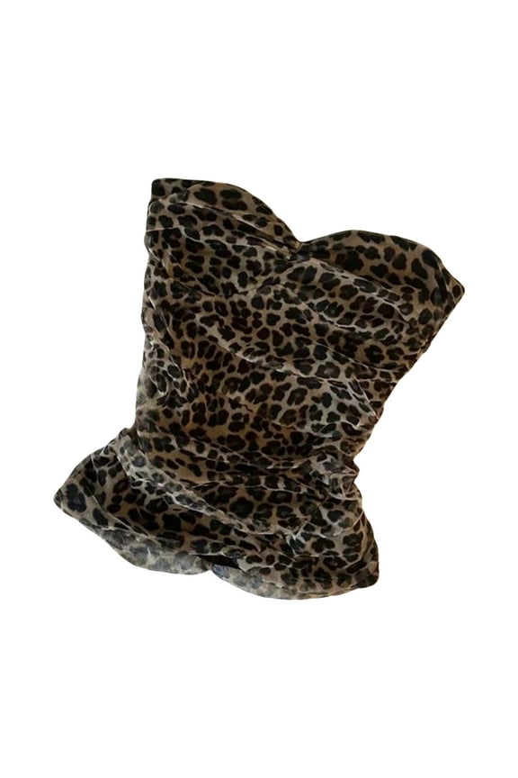 Animal Pattern Elastic Ribbed Bralette Stretchy Casual Vest Fashion Tops Spaghetti Straps Camisole Casual Crop Top