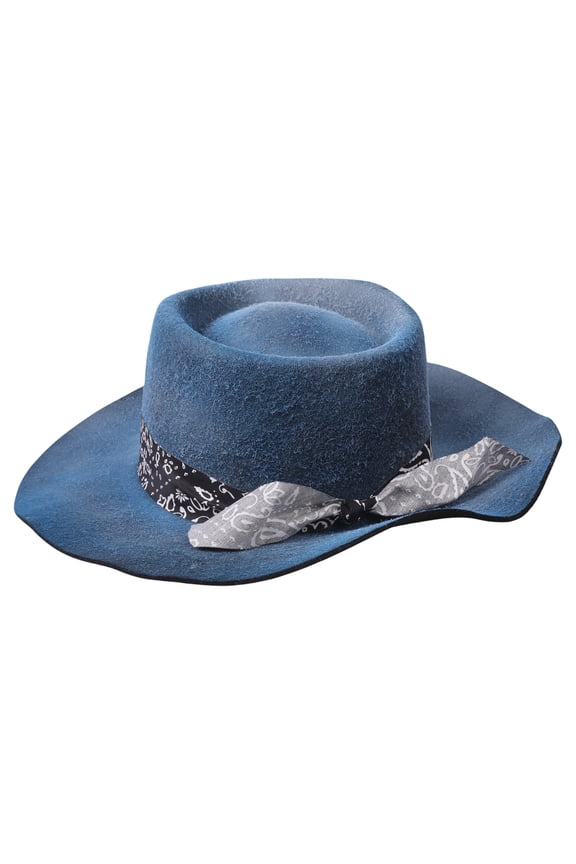 Blue Classical Homburg Wool Top Hat Panama Hat for Boyfriend Hat Wool Costume for Outdoor Gatherings