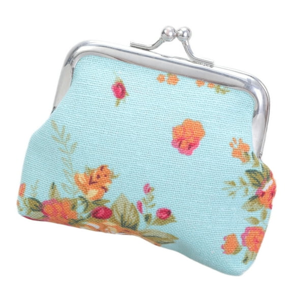 Huhudde Coin Purse,Floral Change Purse,Canvas Coin Purse Wallet with Clasp,Kiss Coin Wallet for Women Girls Phone Pouches