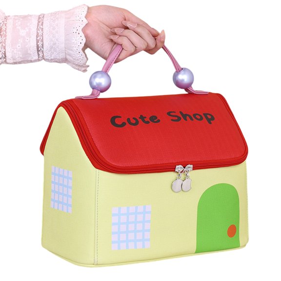 Huhudde Cosmetic Bag Large Capacity Toiletry Bag Makeup Bag Skincare Storage Bag Lovely House Wash Bag for Women and Girls