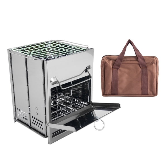 Huhudde Detachable Stainless Steel Wood Stove Portable Wind-proof Picnics Stove Furnaces Cooking Burners Wood Burners