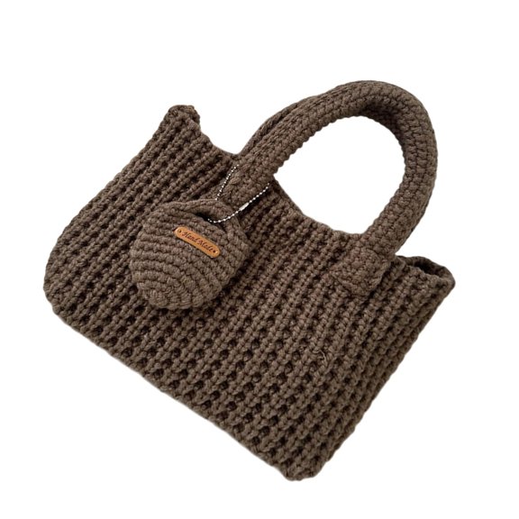 Huhudde Elegant Hand Knitted Bag Practical Crochet Bag Casual Top Handle Purse Fashion Handbag Great for Parties and Daily Use