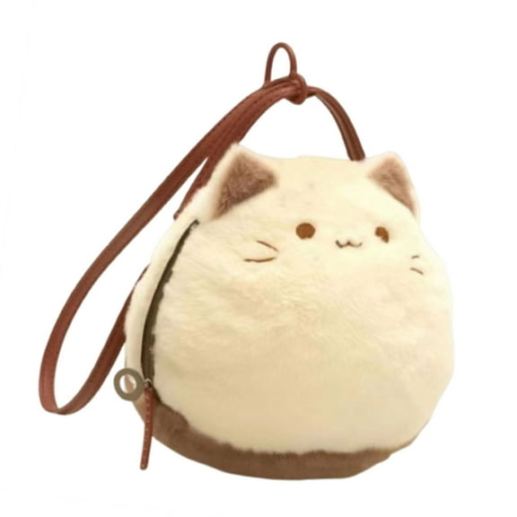 Huhudde Ergonomic Cats Shaped Plush Handbag Top Handle Bag Creative Office Handbags Soft Work Bags For Women And Students