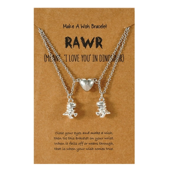 Huhudde Friendship Gift Magnetic Split Heart Cute Dinosaur BFF Necklace for Best Friend