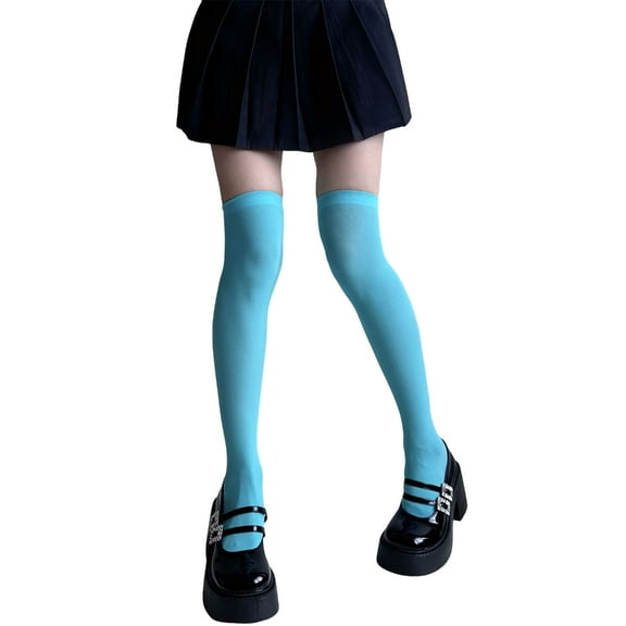 Huhudde Girl Colorful Opaque Stockings for Women Silk Leggings Tights Socks Cosplay Over Knee Thigh High Long Socks
