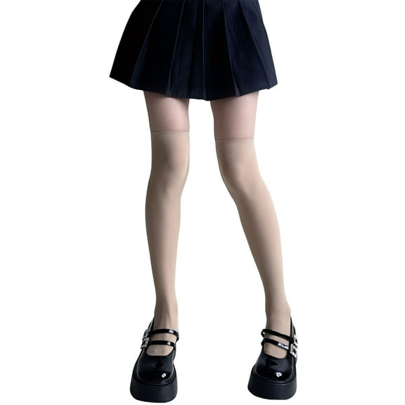 Huhudde Girl Colorful Opaque Stockings for Women Silk Leggings Tights Socks Cosplay Over Knee Thigh High Long Socks