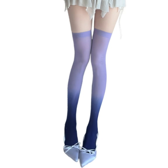 Huhudde Graduated Color Thigh High Long Socks Opaque Silk Over the Knee Stockings for Women Festivals Party Tights Hosiery