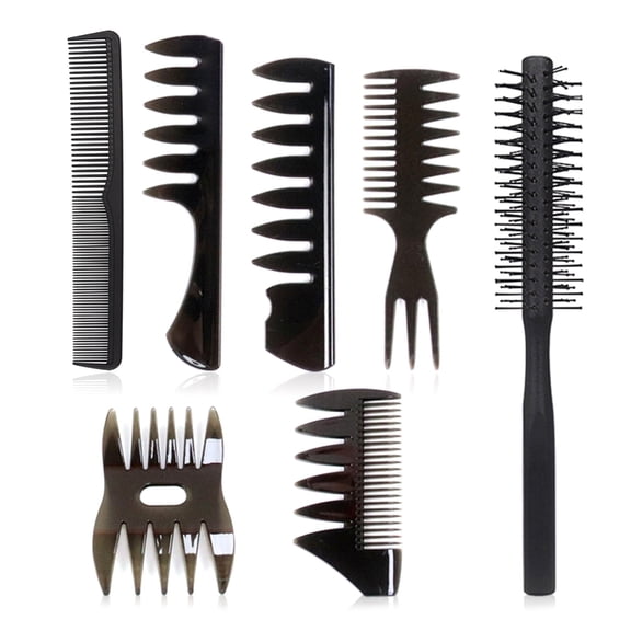 Huhudde Hair Styling Comb Set with Round Hair Brush,Wide Tooth Comb,Texture Comb Barber Hairstylist Comb Hair Brush for Men