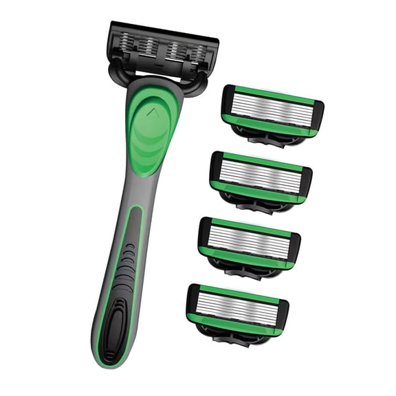 Huhudde Handheld Shaver for Men Layer Blading Rubber Handle with 5pcs Replacement Head