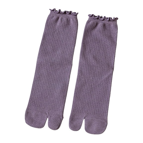 Huhudde Japan Tabis Socks,Split Two Toe Socks Cotton Sandals Socks Ruffle Trim Frilly Crews Socks Casual Ankle Socks Hosiery