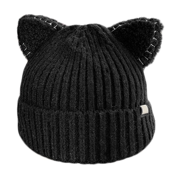 Huhudde Kawaii Wool Knit Hat Fall Winter for Cat Ears Shape Hats Solid Color Cute Soft P