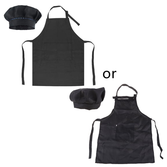 Huhudde Kids Boys Girls Chef Costume Hat Pocket Apron Set Kitchen Cooking Baking Uniform