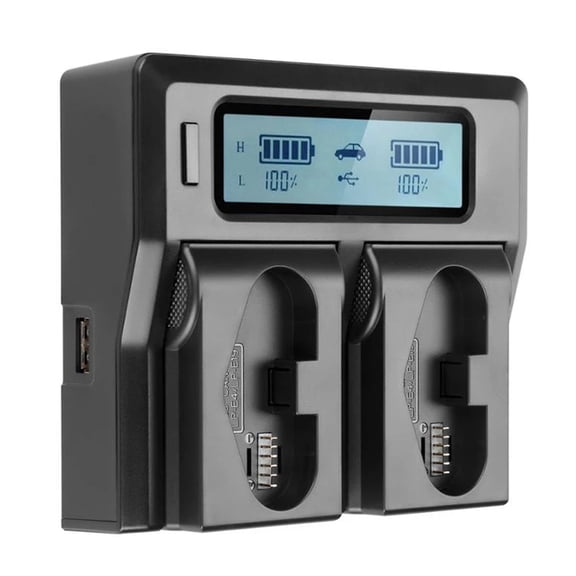 Huhudde LP-E19 EU Plug Dual Battery Charger with USB Port for LP-E19 LP-E4N LP-E4 Camera